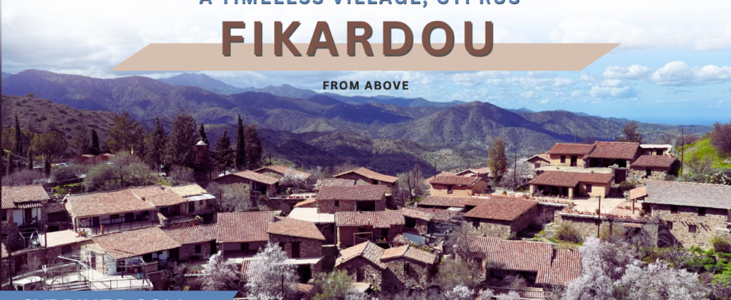 Fikardou Village in the Troodos Mountains, Cyprus – aerial 4K view of traditional stone houses