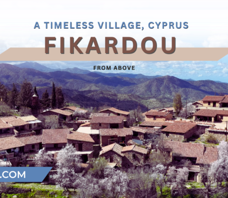 Fikardou Village in the Troodos Mountains, Cyprus – aerial 4K view of traditional stone houses