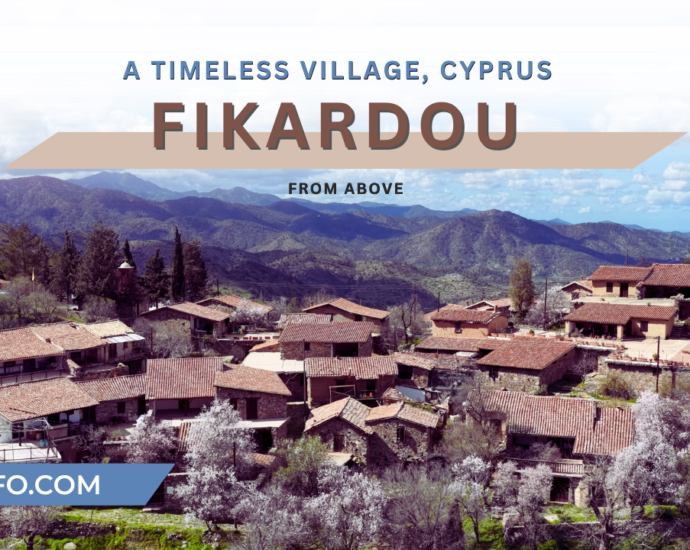 Fikardou Village in the Troodos Mountains, Cyprus – aerial 4K view of traditional stone houses